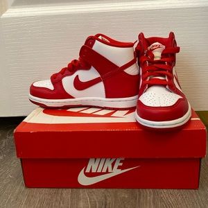 Nike Dunk High White/University Red NEVER WORN! Kids 12